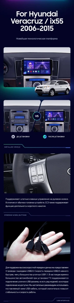Штатная магнитола Teyes CC3 2K 6/128 Hyundai ix55 (2006-2015)