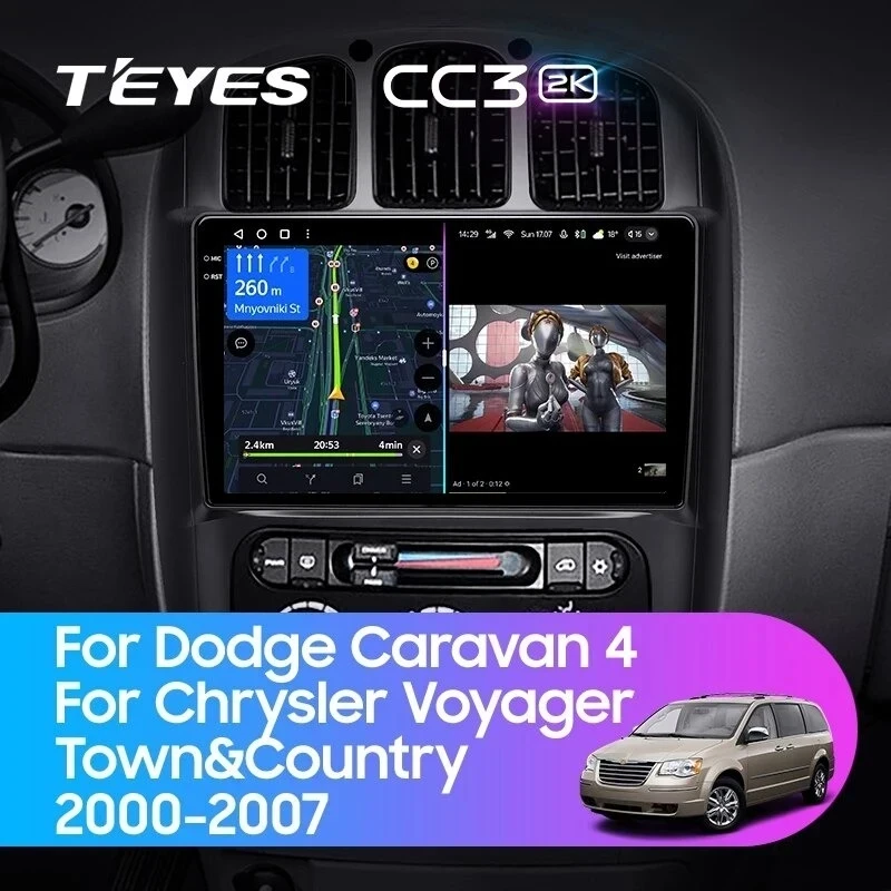 Штатная магнитола Teyes CC3 2K 360 6/128 Chrysler Voyager (2000-2007) Тип-A