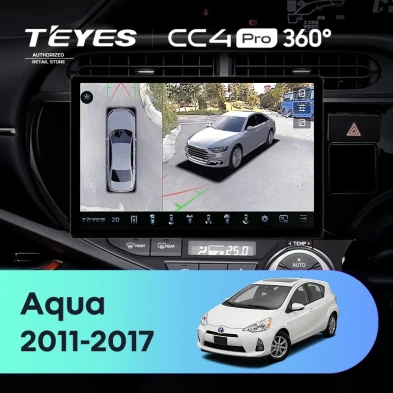 Штатная магнитола Teyes CC4 Pro 360 8/128 Toyota Aqua (2011-2017) Правый руль (11")