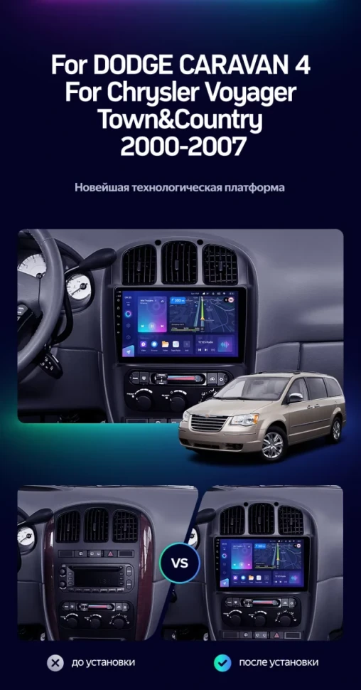 Штатная магнитола Teyes CC3L 4/64 Chrysler Voyager (2000-2007) Тип-B