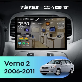 Штатная магнитола Teyes CC4 Pro 12/256 Hyundai Verna 2 (2006-2011) (13")
