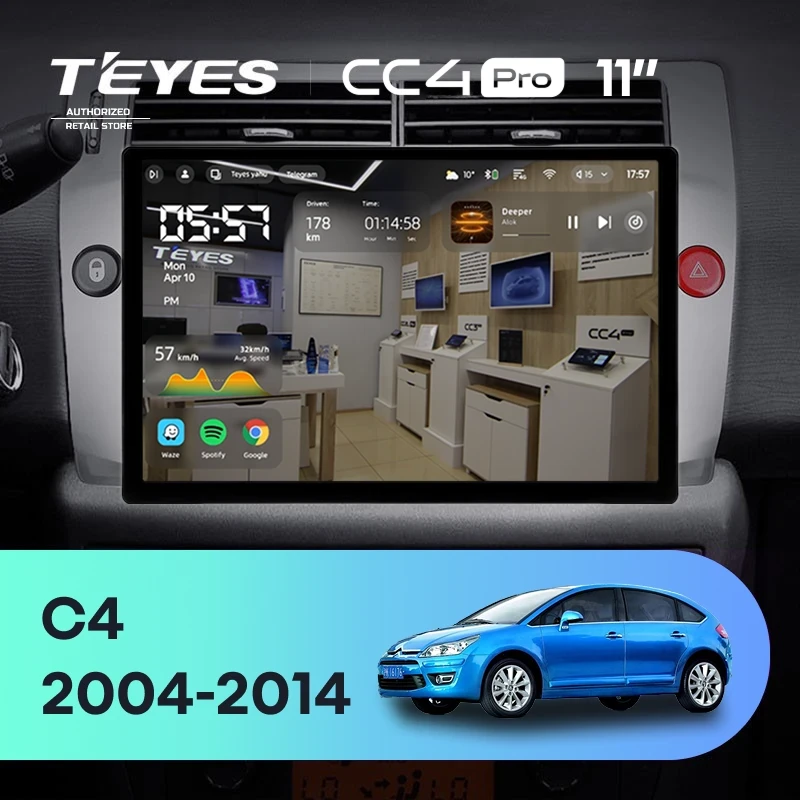 Штатная магнитола Teyes CC4 Pro 8/128 Citroen C4 (2004-2014) (11")