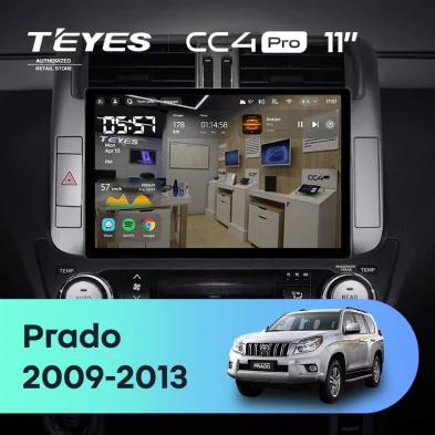 Штатная магнитола Teyes CC4 Pro 8/128 Toyota Land Cruiser Prado 150 (2009-2013) F1 Тип-B (11")