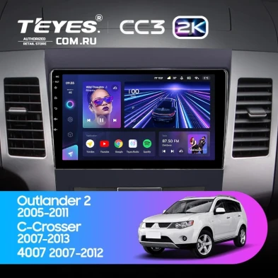 Штатная магнитола Teyes CC3 2K 4/64 Mitsubishi Outlander 2 (2005-2011) Декор Тип-B