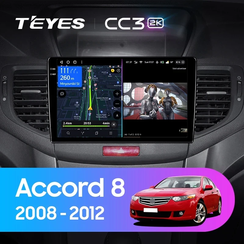 Штатная магнитола Teyes CC3 2K 4/32 Honda Accord 8 (2008-2012)