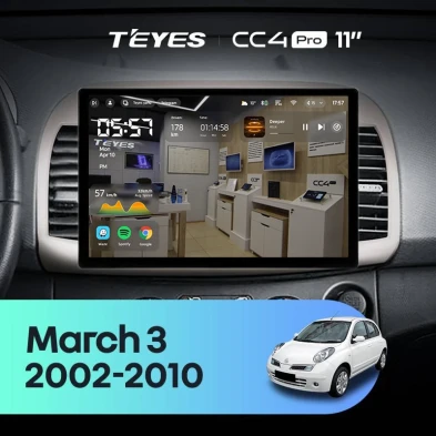 Штатная магнитола Teyes CC4 Pro 8/128 Nissan March 3 K12 (2002-2010) (11")
