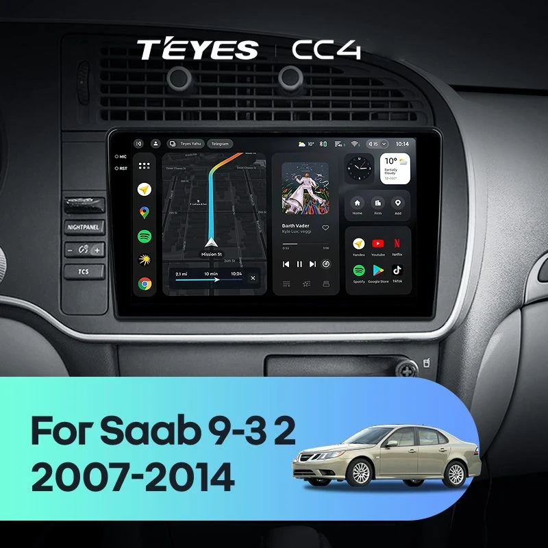 Штатная магнитола Teyes CC4 6/64 Saab 9-3 2 (2007-2014)
