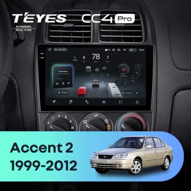 Штатная магнитола Teyes CC4 Pro 8/128 Hyundai Accent II LC2 (1999-2012) F1