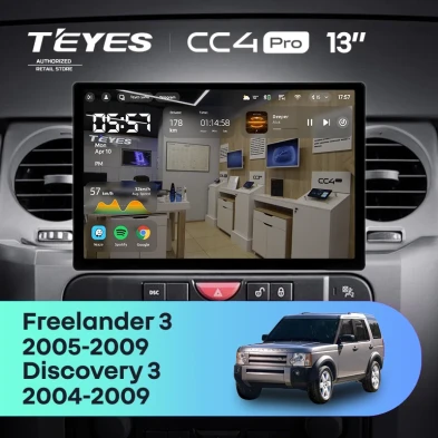 Штатная магнитола Teyes CC4 Pro 12/256 Land Rover Discovery 3 (2004-2009) F1 (13")