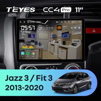 Штатная магнитола Teyes CC4 Pro 8/128 Honda Jazz 3 (2015-2020) Тип-B Правый руль (11")